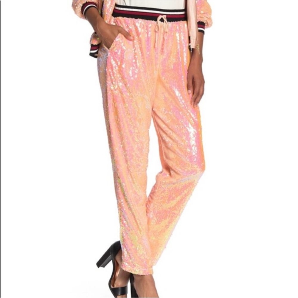 Hale Bob Sequin Pink and Orange Pants Size S